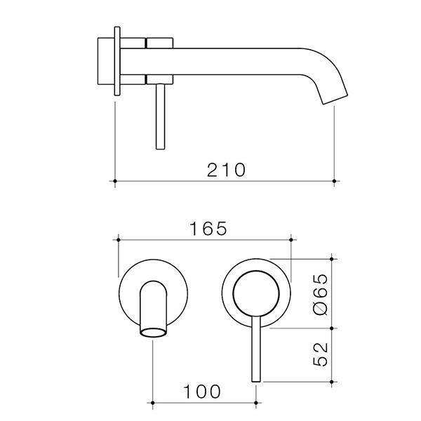 Caroma Liano II 210mm Wall Basin/Bath Mixer