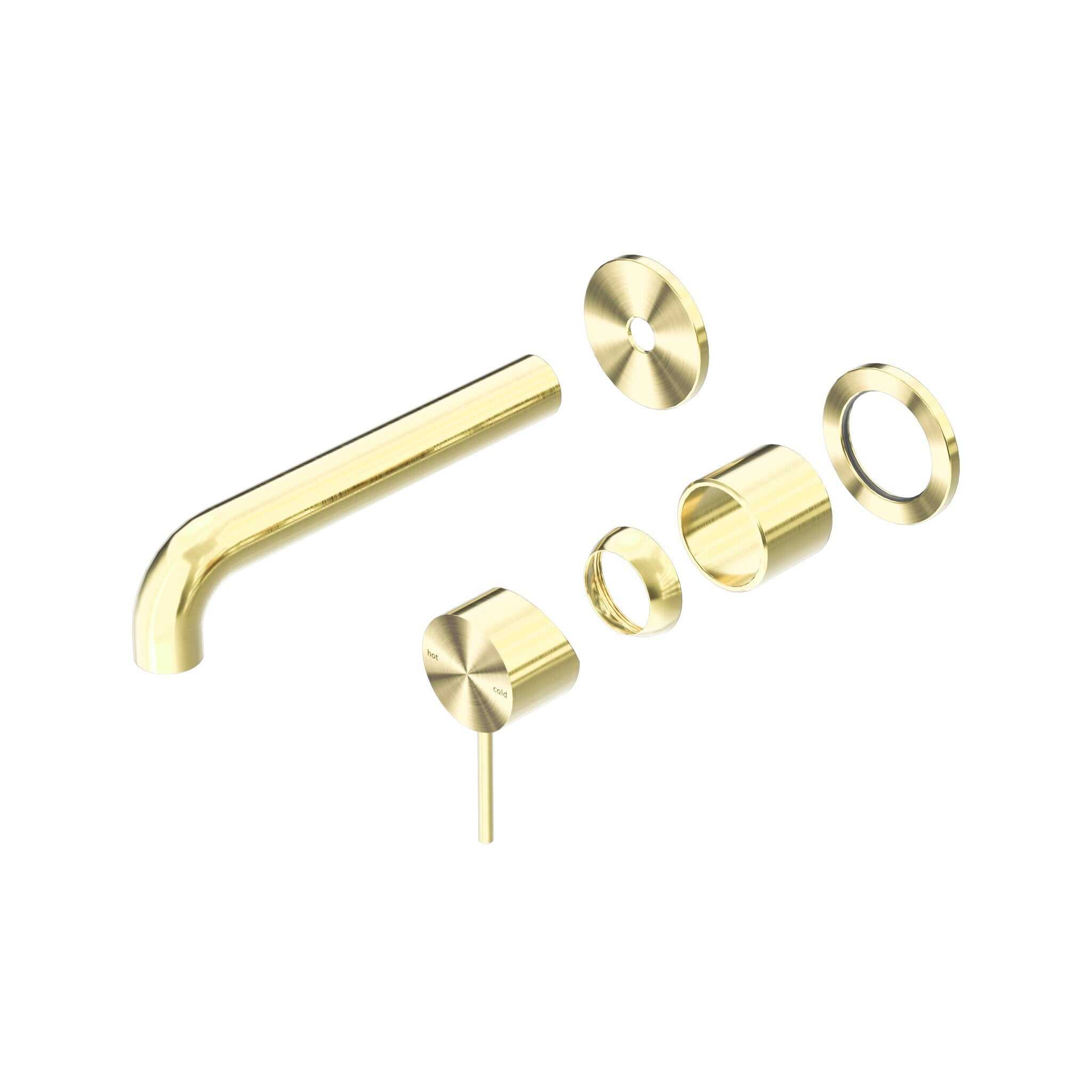 NERO MECCA WALL BASIN/BATH MIXER SEPARETE BACK PLATE 185MM TRIM KITS ONLY BRUSHED GOLD