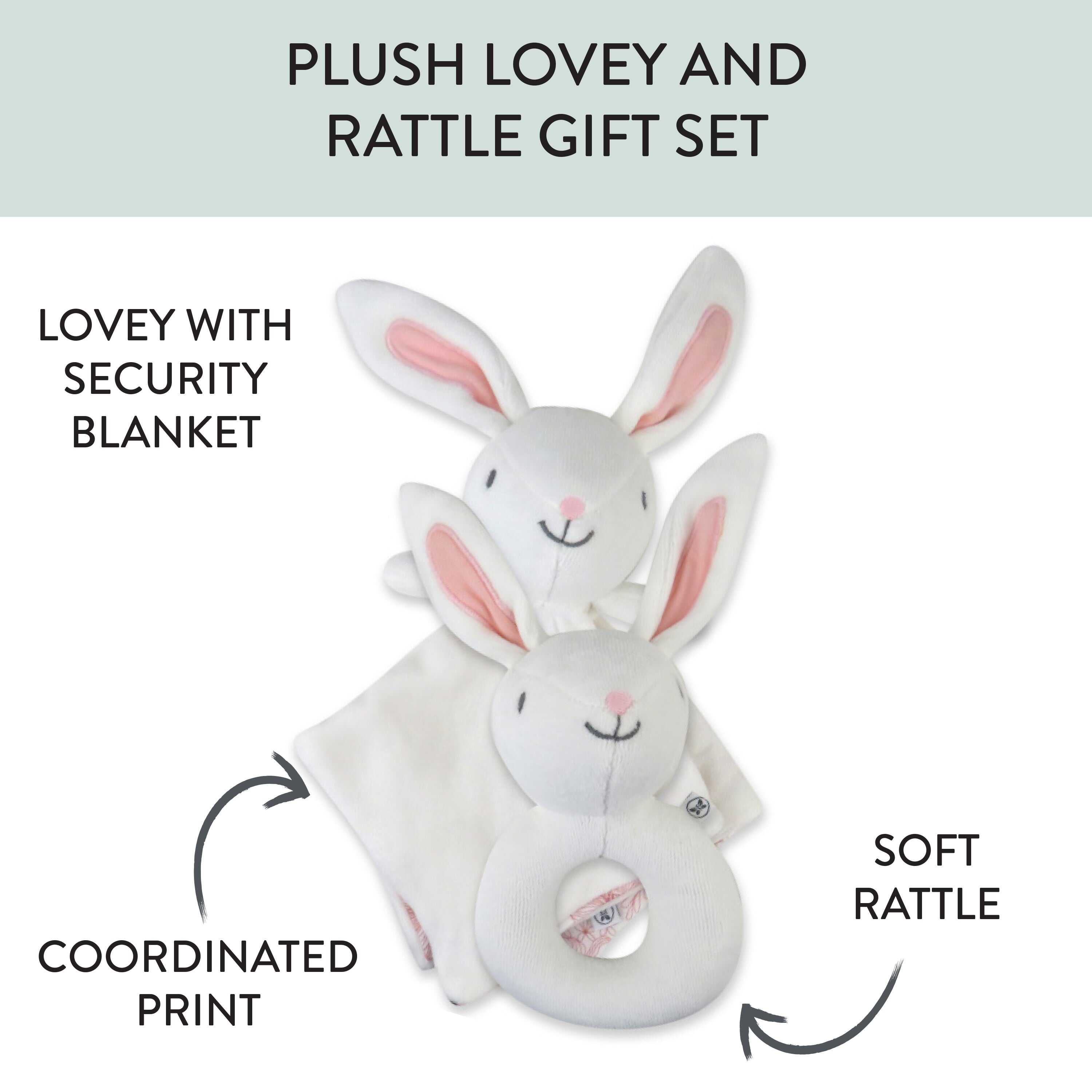 Rabbit Lovey and Rattle BUNNY SWEET Gift Set