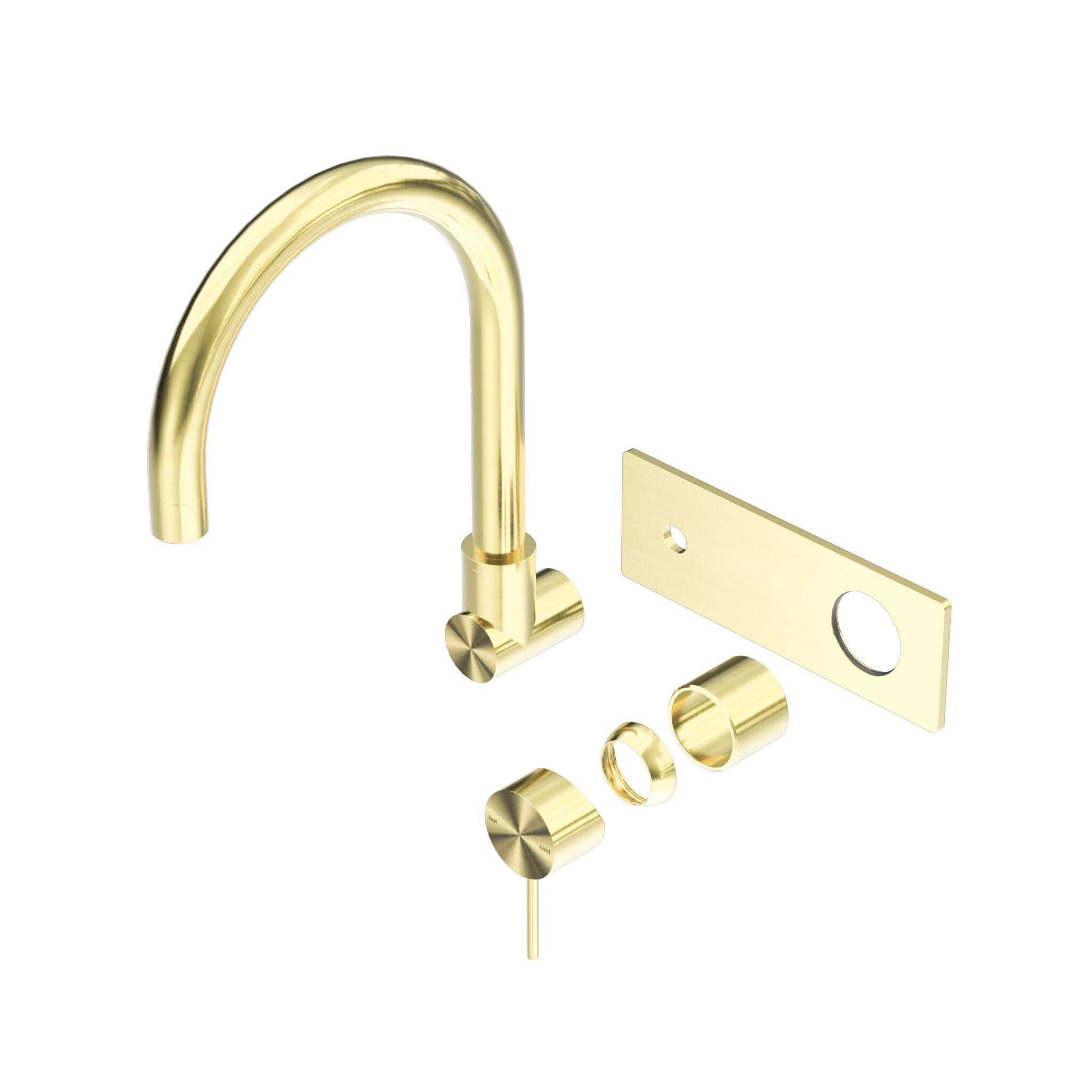 NERO MECCA WALL BASIN/BATH MIXER SWIVEL SPOUT TRIM KITS ONLY BRUSHED GOLD