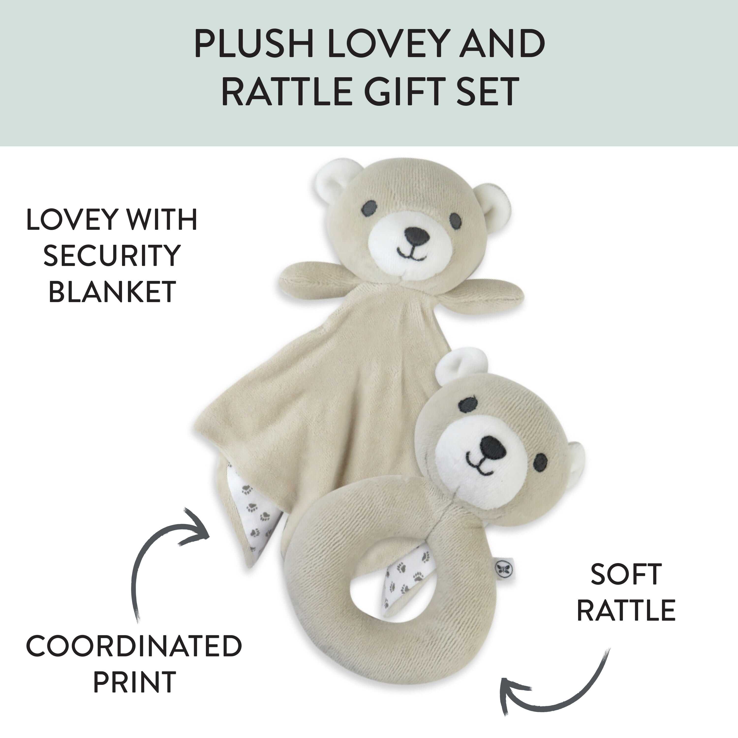 Bear Lovey and Rattle BEARY CUTE Gift Set