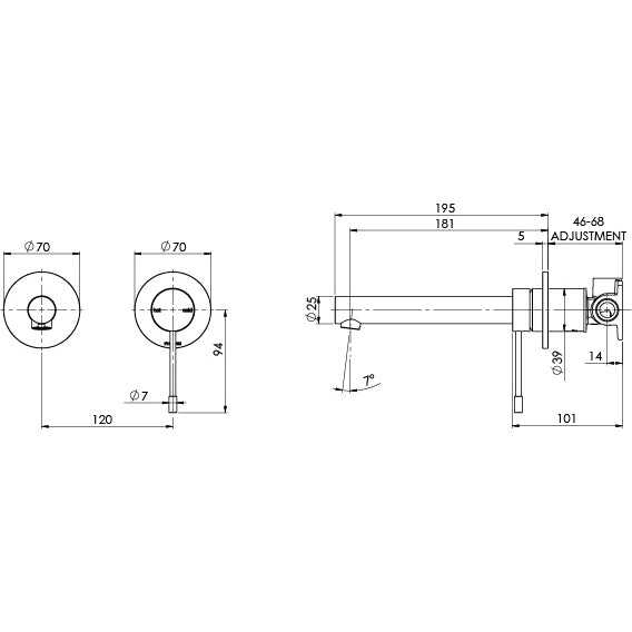 Phoenix Vivid Slimline SS 316 Basin / Bath Mixer Set 180mm