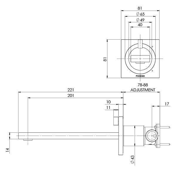 Phoenix Ortho Wall Basin/ Bath Mixer Set