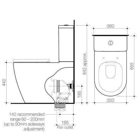 Caroma Urbane II Cleanflush Wall Faced Close Coupled Toilet Suite