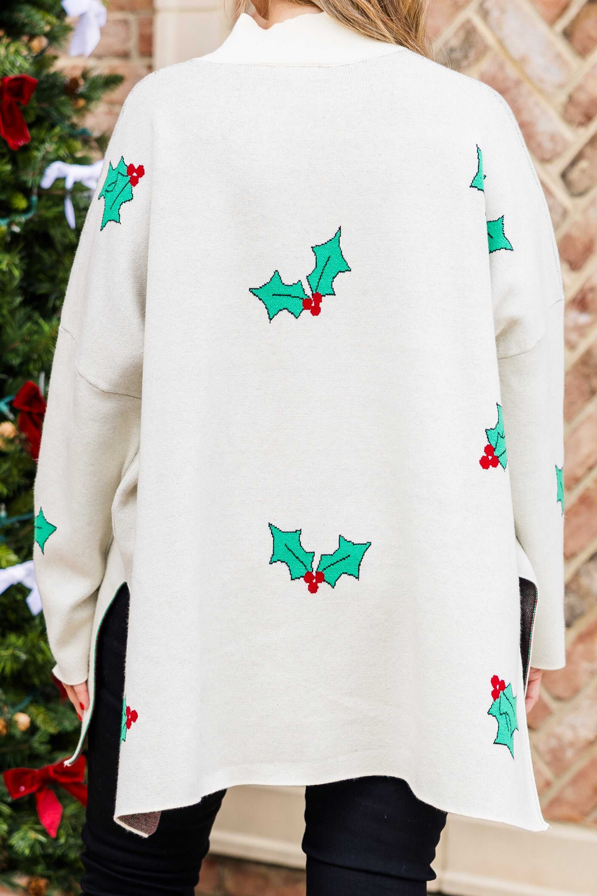 Everything And More Sweater, Cream Holly