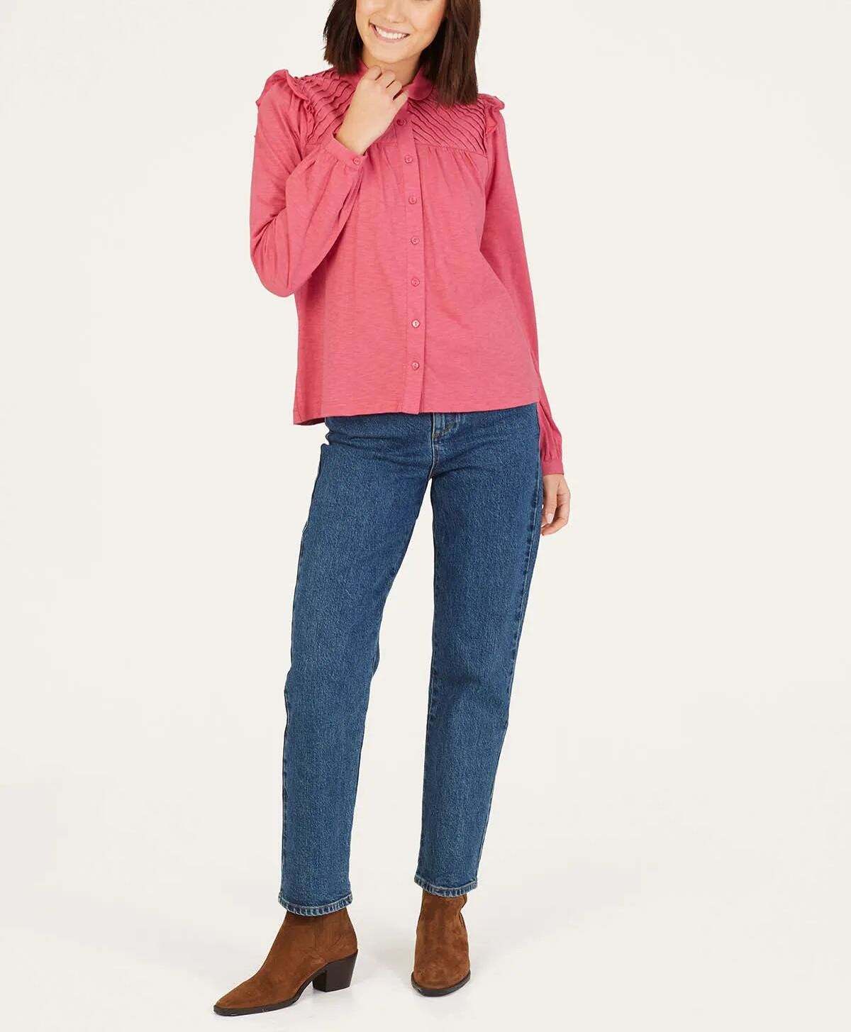 Elegant Frill Details Pin Tuck Shirt