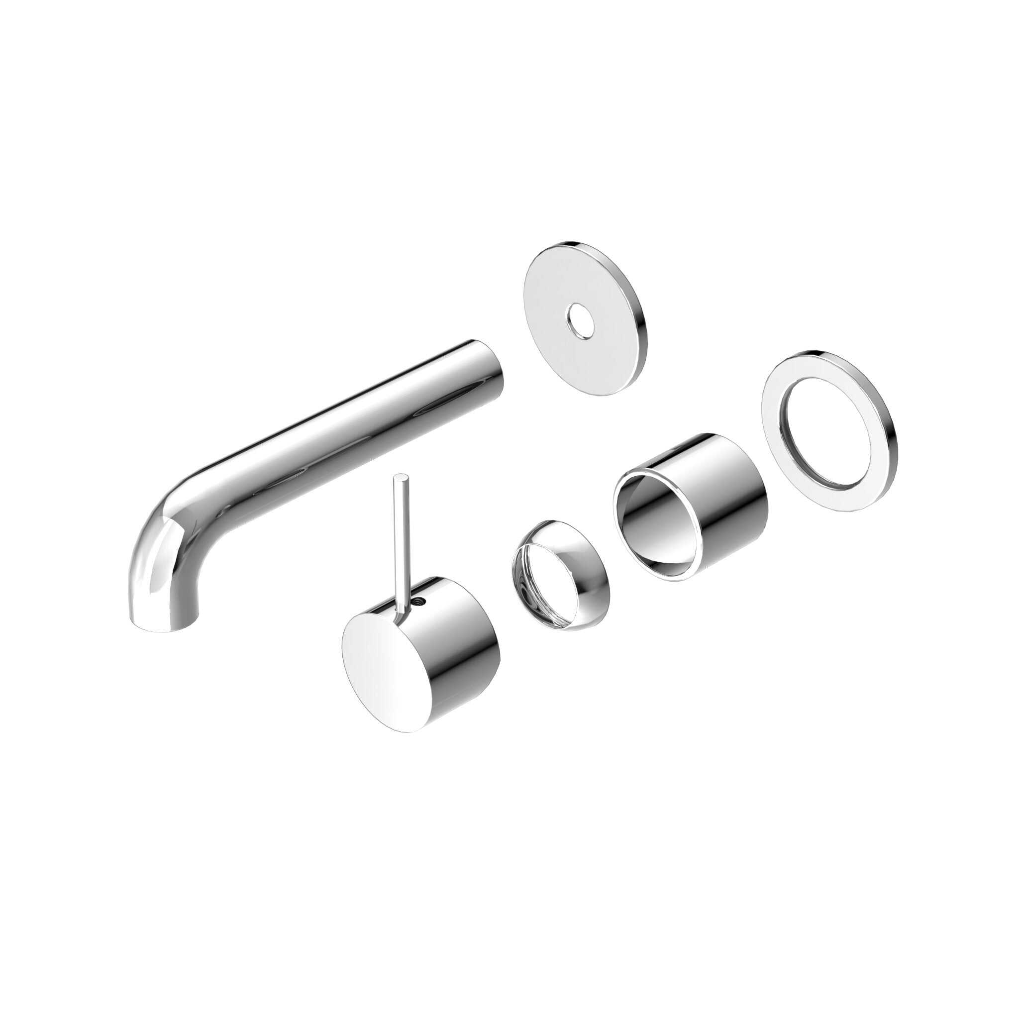 NERO MECCA WALL BASIN/BATH MIXER SEPARETE BACK PLATE HANDLE UP 160MM TRIM KITS ONLY CHROME