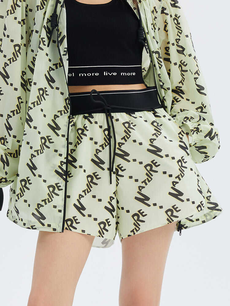 Light Green Combo Print Sunproof Shorts