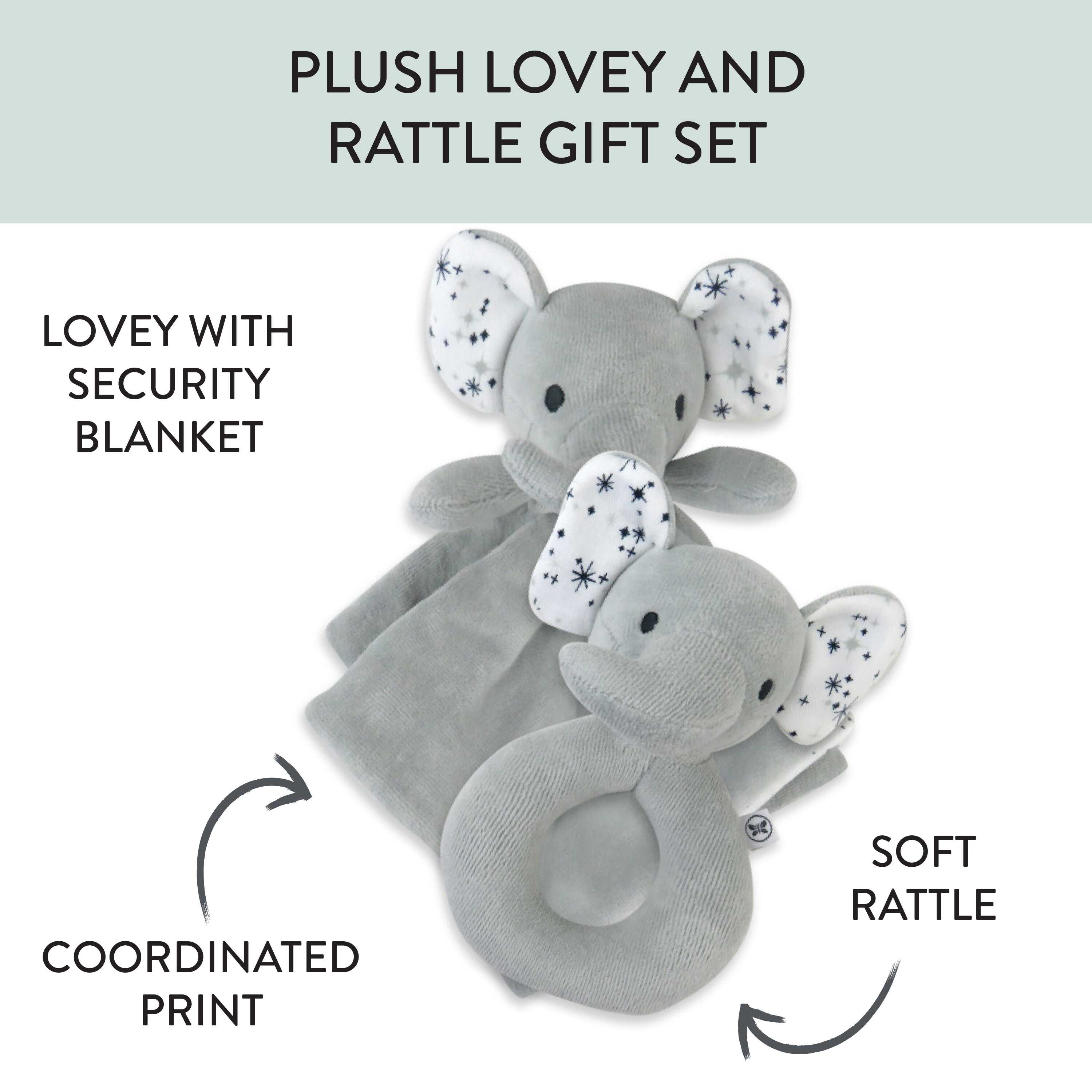 Elephant Lovey and Rattle JUMBO HUGS Gift Set