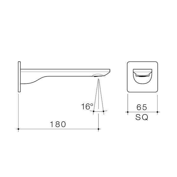 Caroma Urbane II 180mm Basin/Bath Outlet-Square Cover Plate