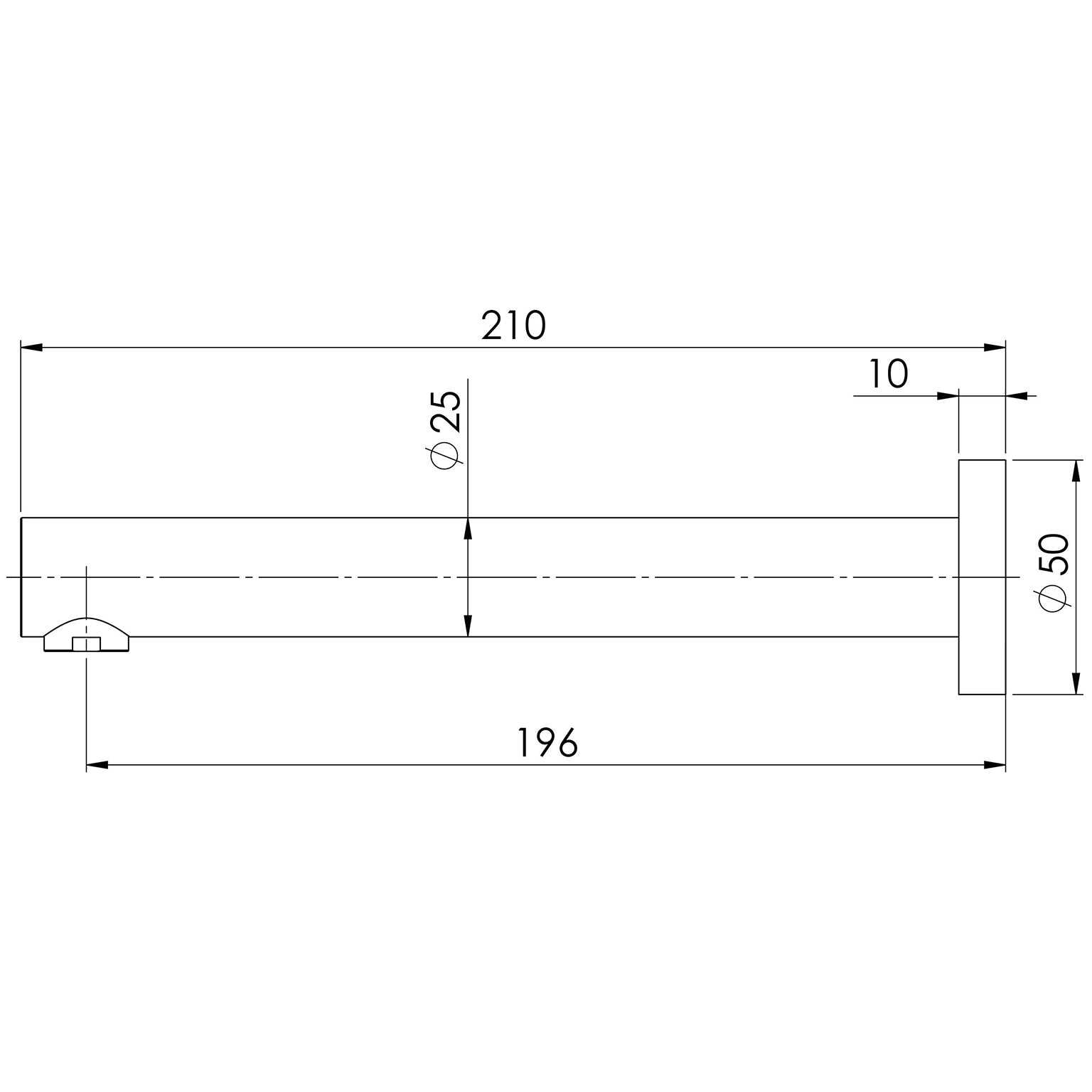 Phoenix Vivid Wall Bath Outlet 200mm