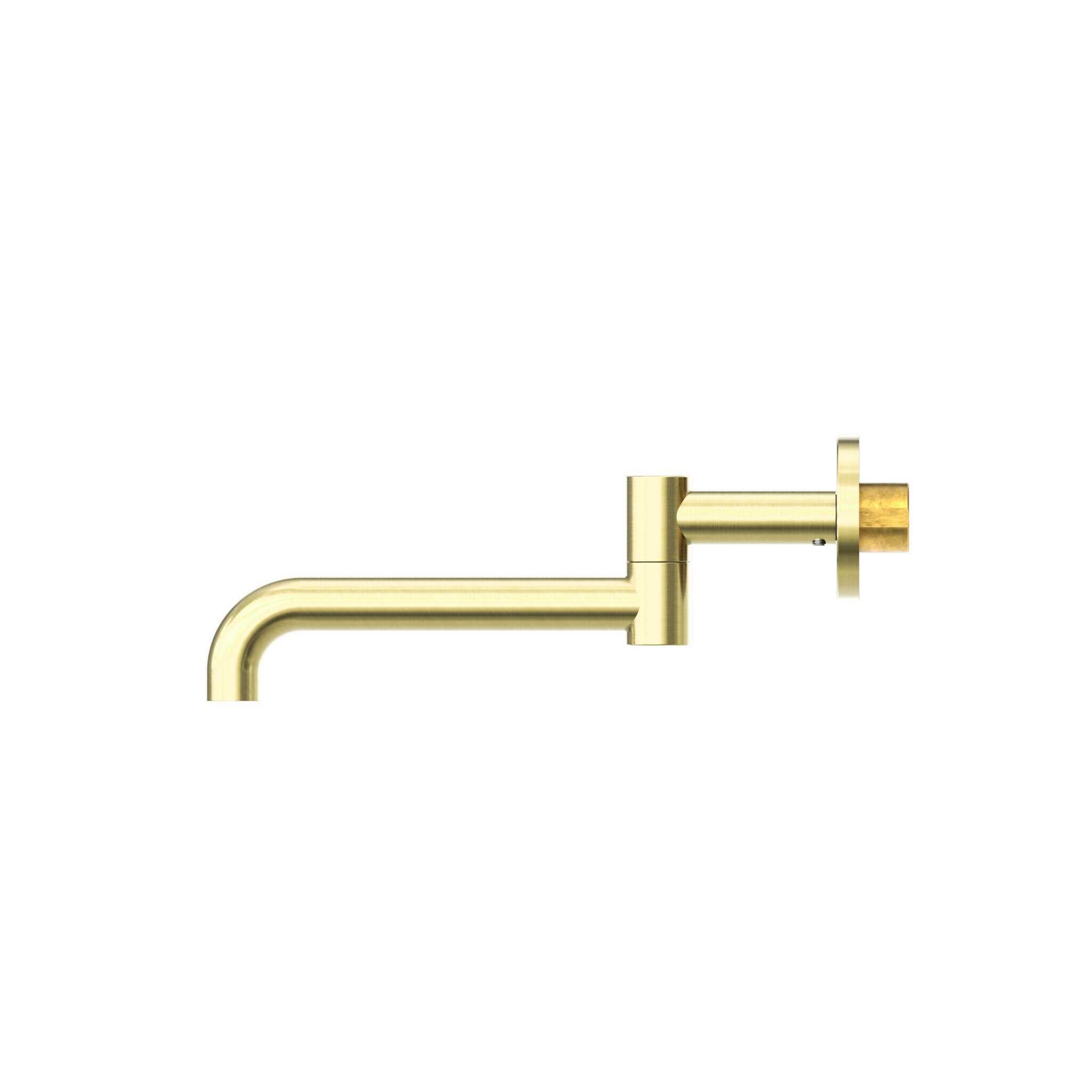 NERO MECCA WALL MOUNTED SWIVEL BASIN/BATH SPOUT ONLY 225MM BRUSHED GOLD