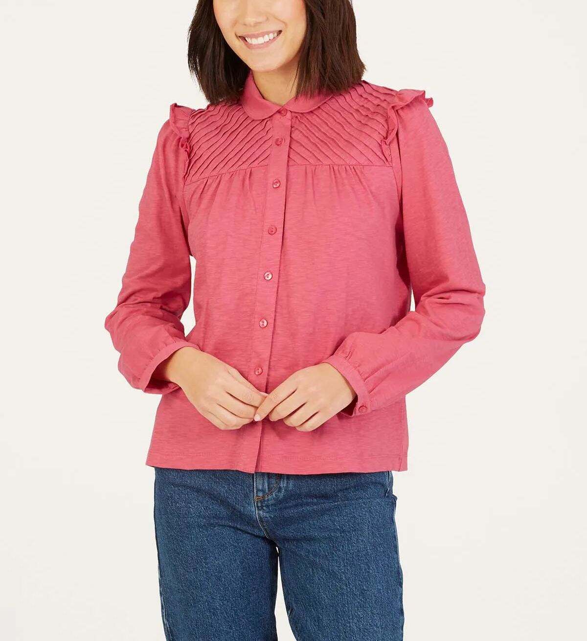 Elegant Frill Details Pin Tuck Shirt