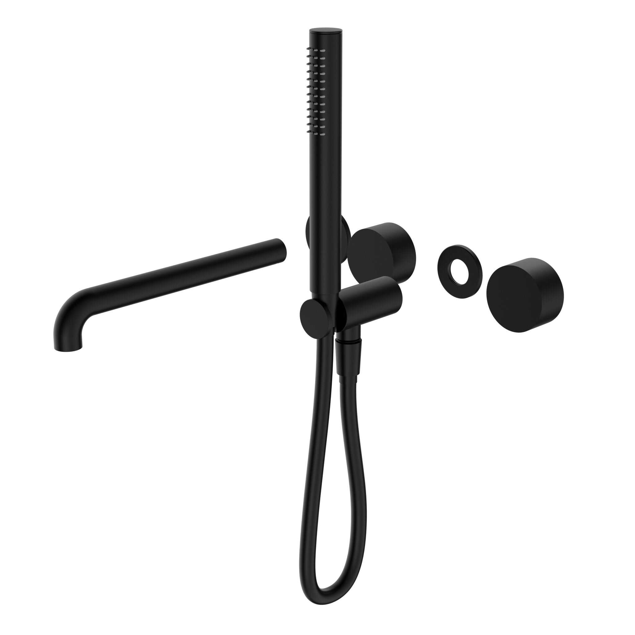 NERO KARA PROGRESSIVE SHOWER SYSTEM SEPARATE PLATE WITH SPOUT 250MM TRIM KITS ONLY MATTE BLACK