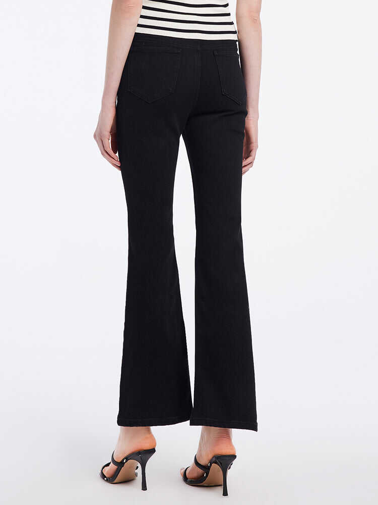 Black Split Hem Flare Jeans