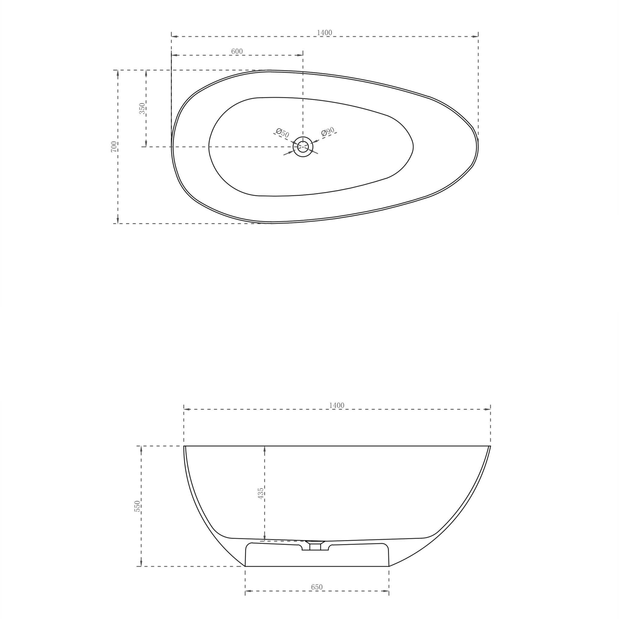 Milano Lyric Solid Surface Stone Bathtub