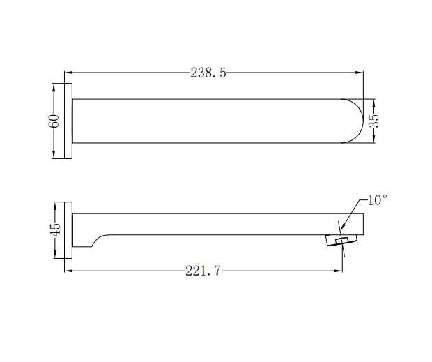 NERO ECCO FIXED BATH SPOUT ONLY BRUSHED NICKEL