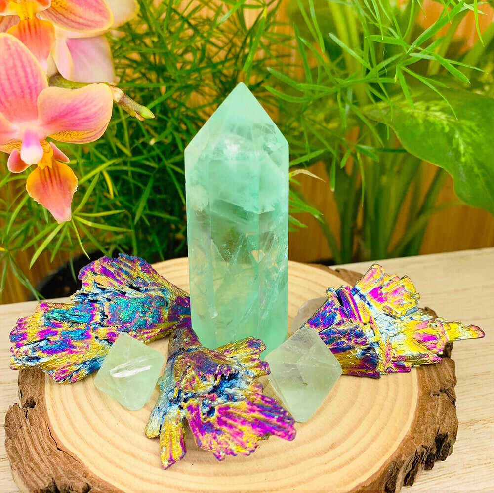 Fluorite & Kyanite Heart Centering Manifesting 6-Piece Set