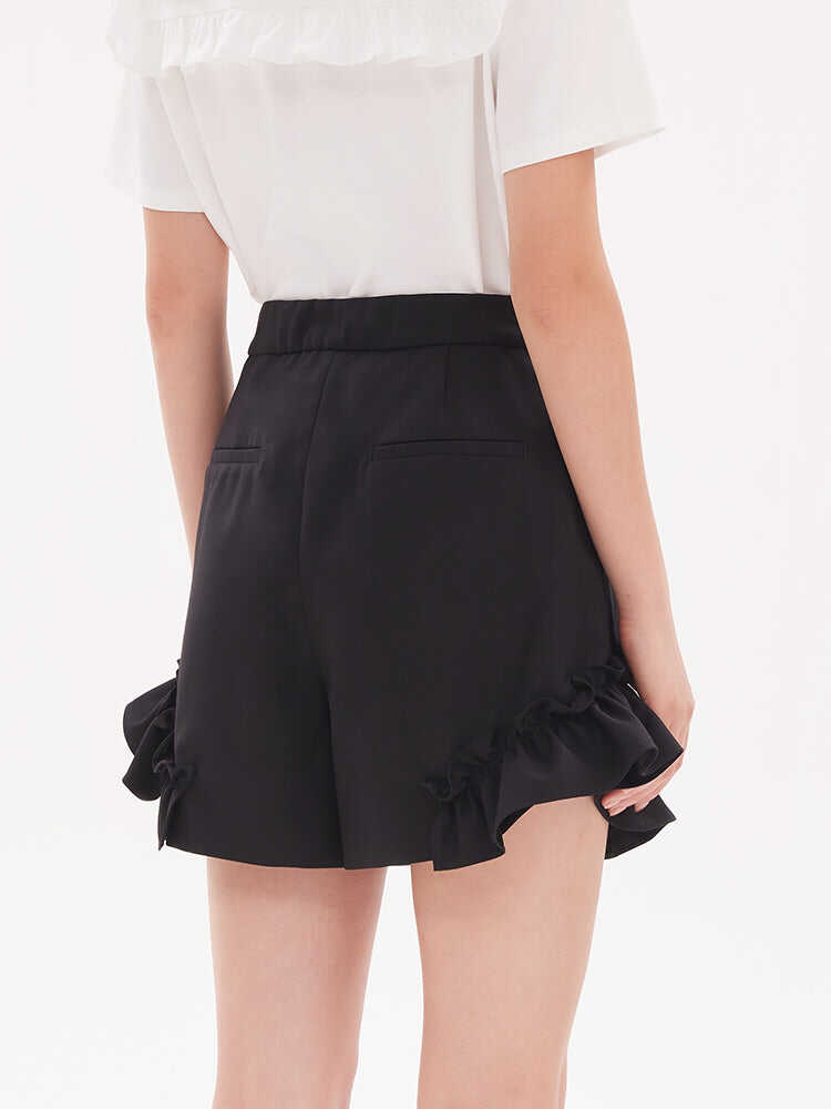 Ruffle Straight Shorts