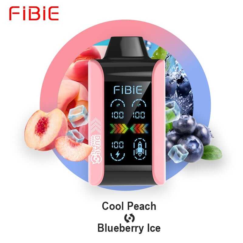 COOL PEACH & BLUEBERRY ICE - FIBIE 15000 PUFFS Dual Flavors Disposable Vape