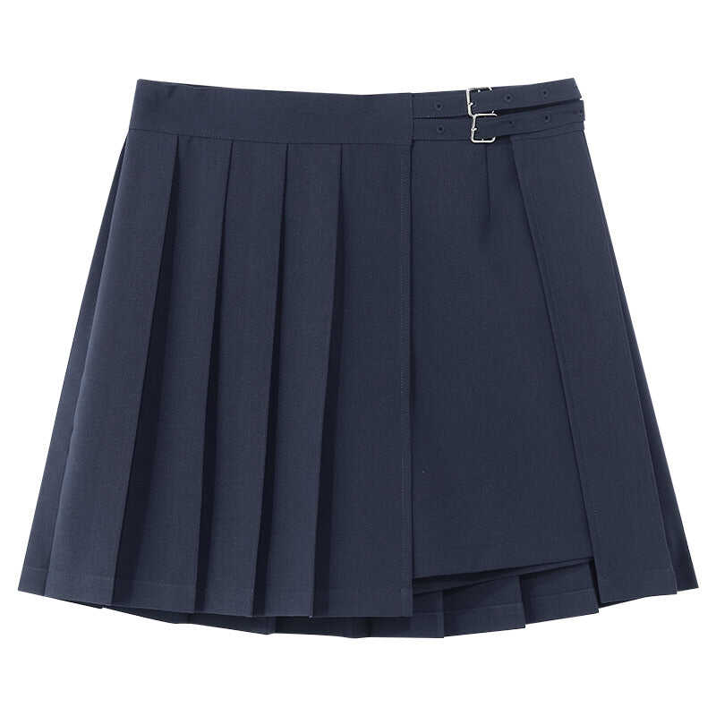 Navy Blue Reversible Style Pleated Skirt Shorts