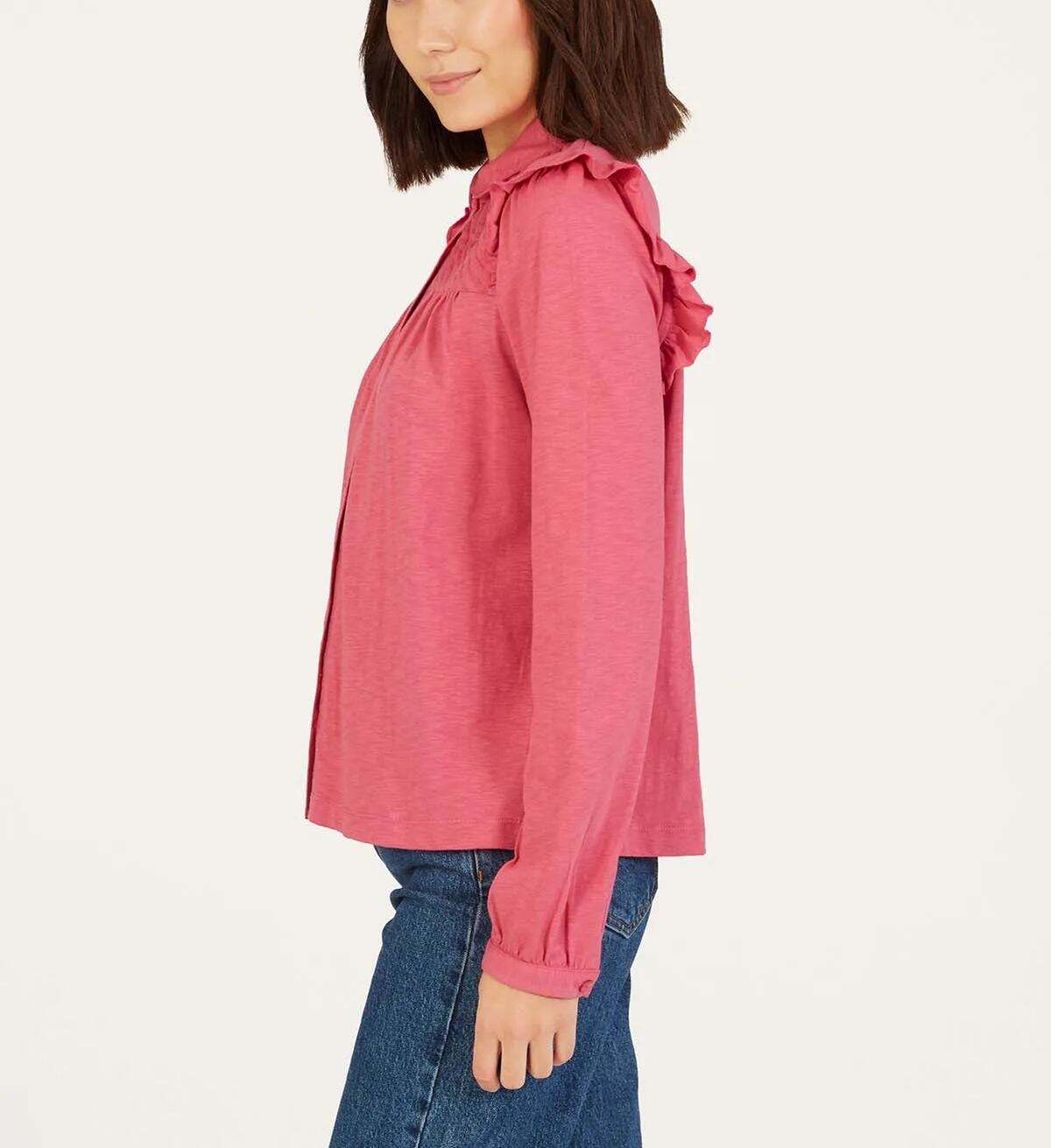 Elegant Frill Details Pin Tuck Shirt