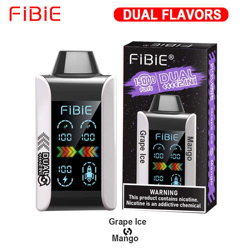 FIBIE 15000 PUFFS Dual Flavors (Dual flavor switch Over 100,000 positive reviews)- Digital LCD Indicator