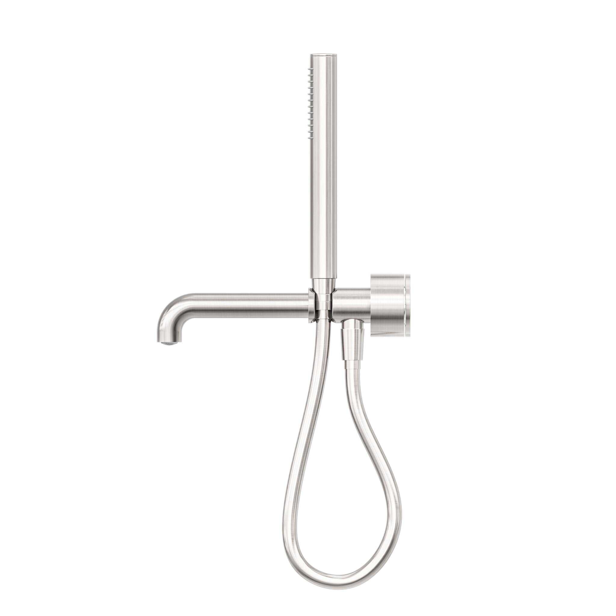 NERO KARA PROGRESSIVE SHOWER SYSTEM SEPARATE PLATE WITH SPOUT 250MM BRUSHED NICKEL