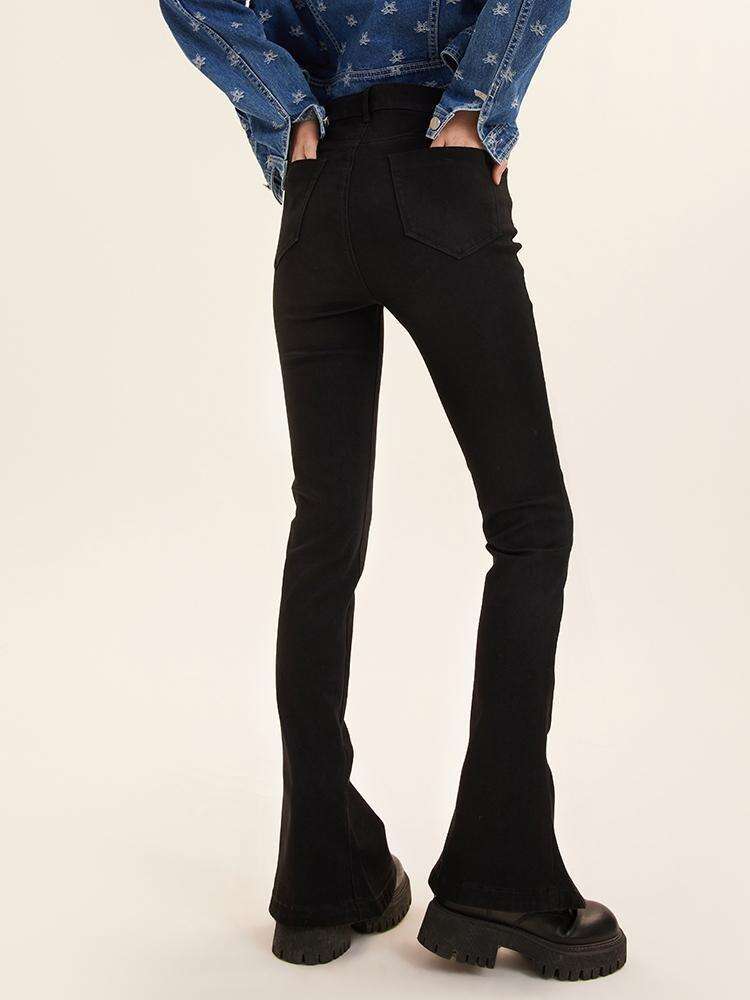 Black Flared Sheath Jeans