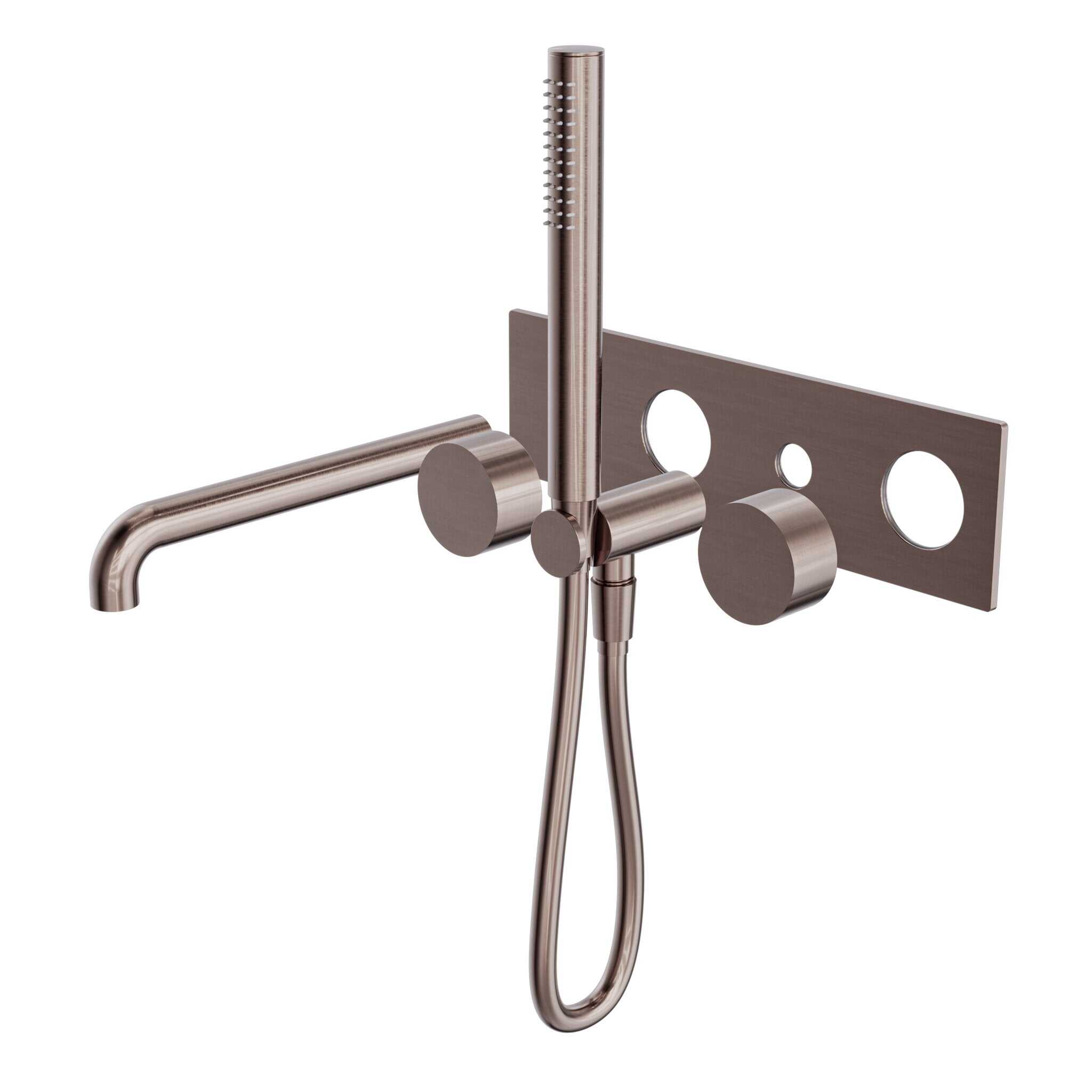 NERO KARA PROGRESSIVE SHOWER SYSTEM WITH SPOUT 250MM TRIM KITS ONLY BRUSHED BRONZE