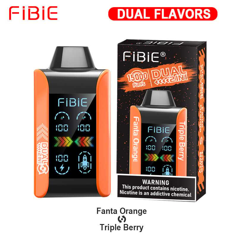 FANTA ORANGE & TRIPLE BERRY - FIBIE 15000 PUFFS Dual Flavors Disposable Vape