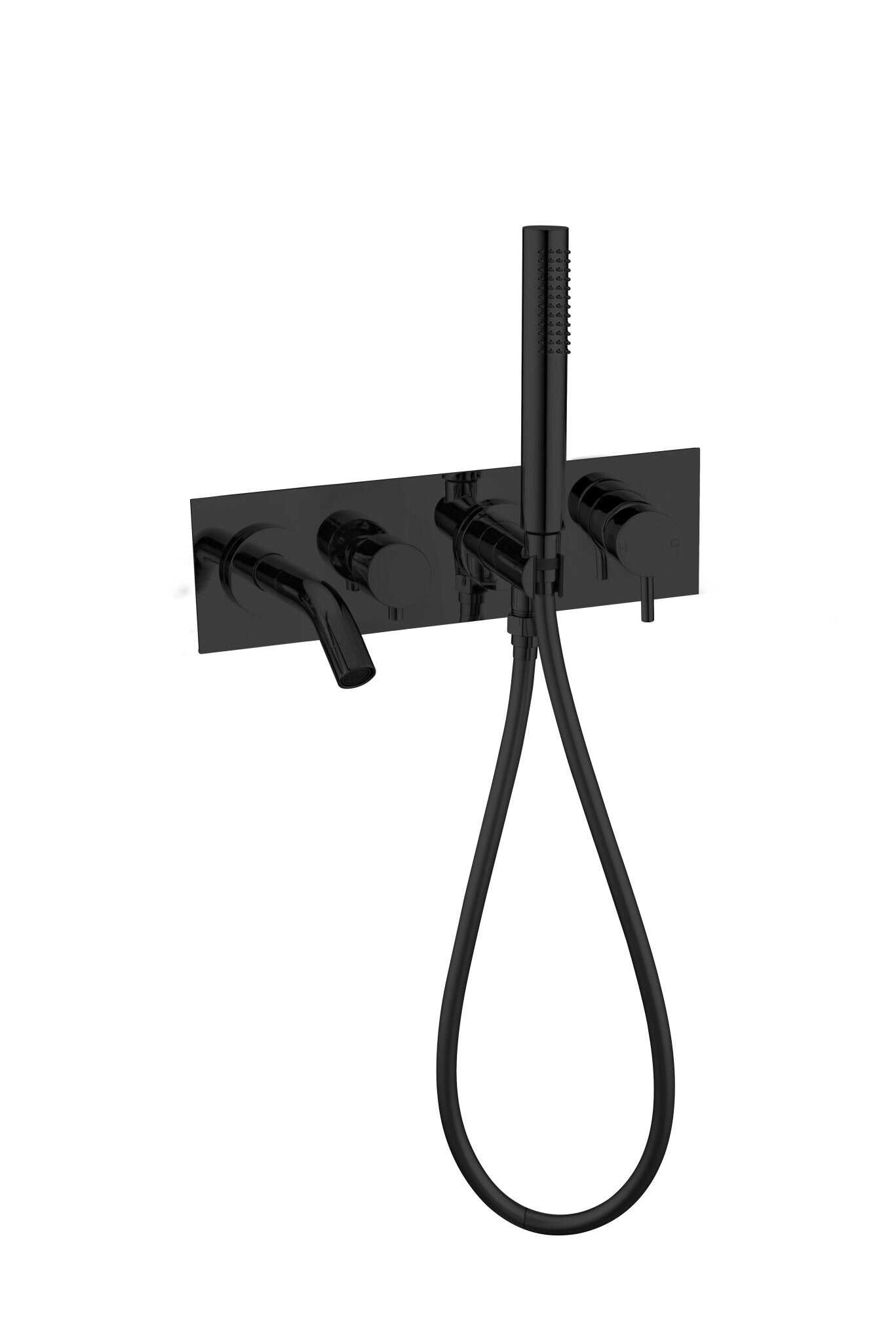 NERO MECCA WALL MOUNT BATH MIXER WITH HAND SHOWER MATTE BLACK