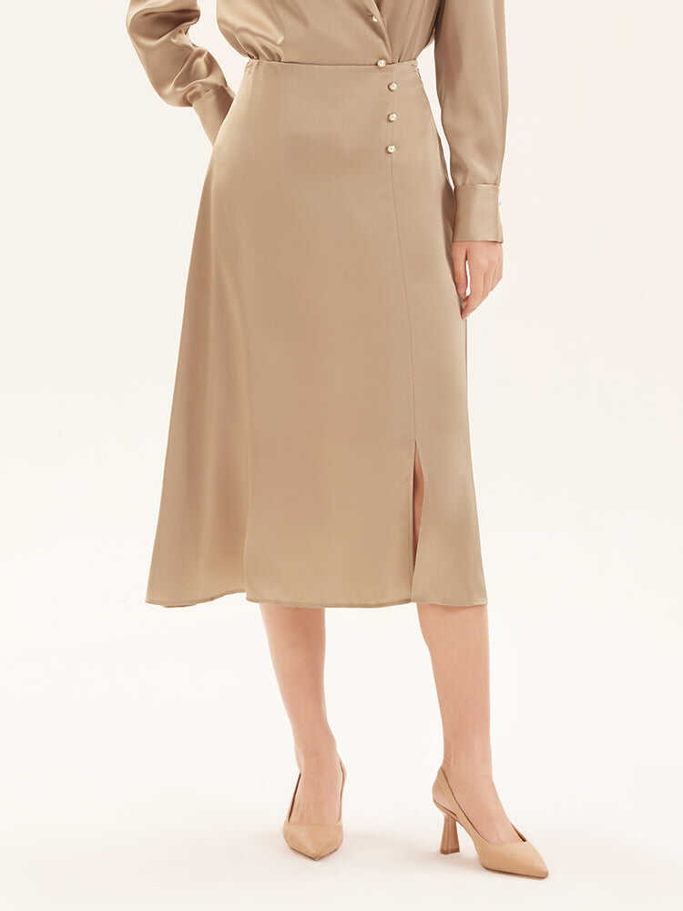 Triacetate A-Line Mid-Calf Skirt