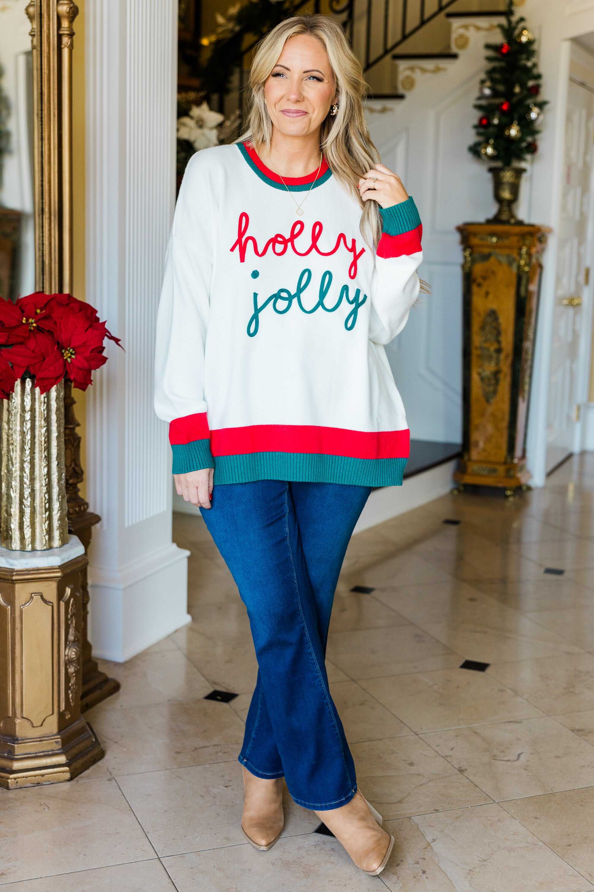 Holly Jolly Baby Sweater, White