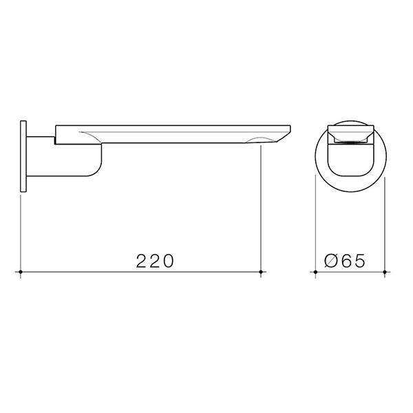 Caroma Urbane II 220mm Bath Swivel Outlet-Round Cover Plate