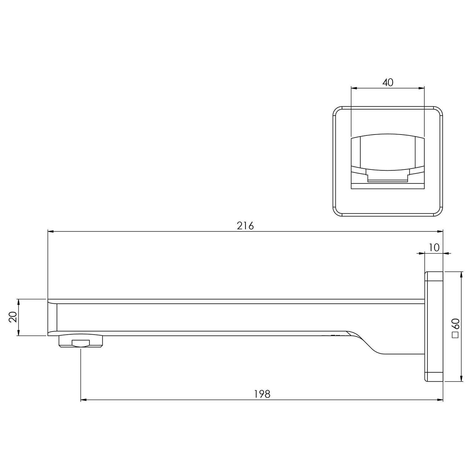 Phoenix Teva Wall Bath / Basin Outlet 200mm