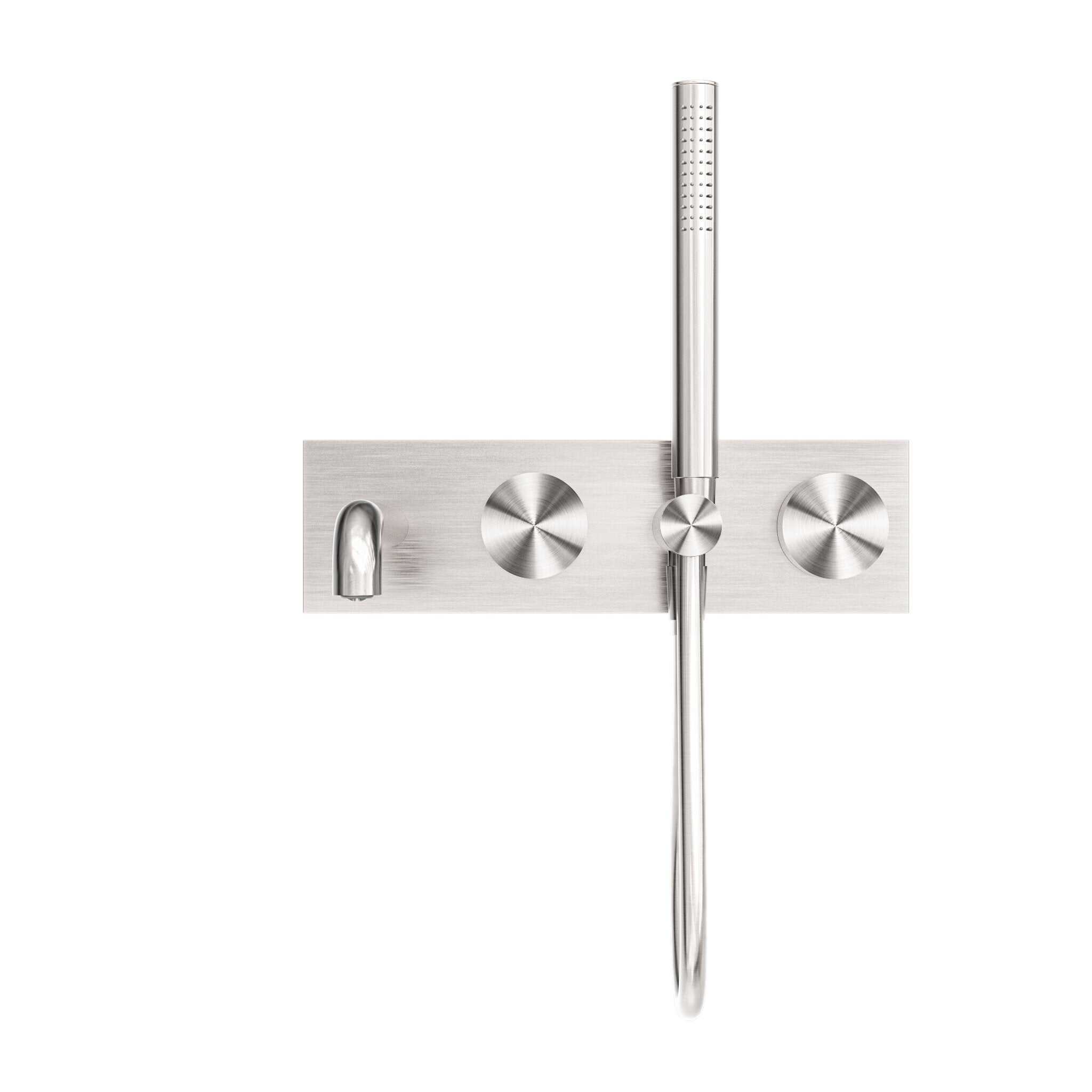 NERO KARA PROGRESSIVE SHOWER SYSTEM WITH SPOUT 230MM BRUSHED NICKEL