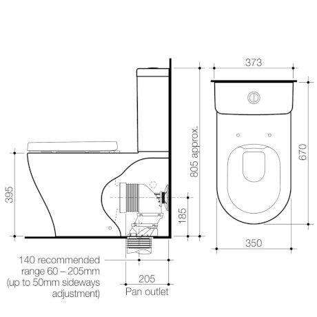 Caroma Luna Cleanflush Wall Faced Toilet Suite