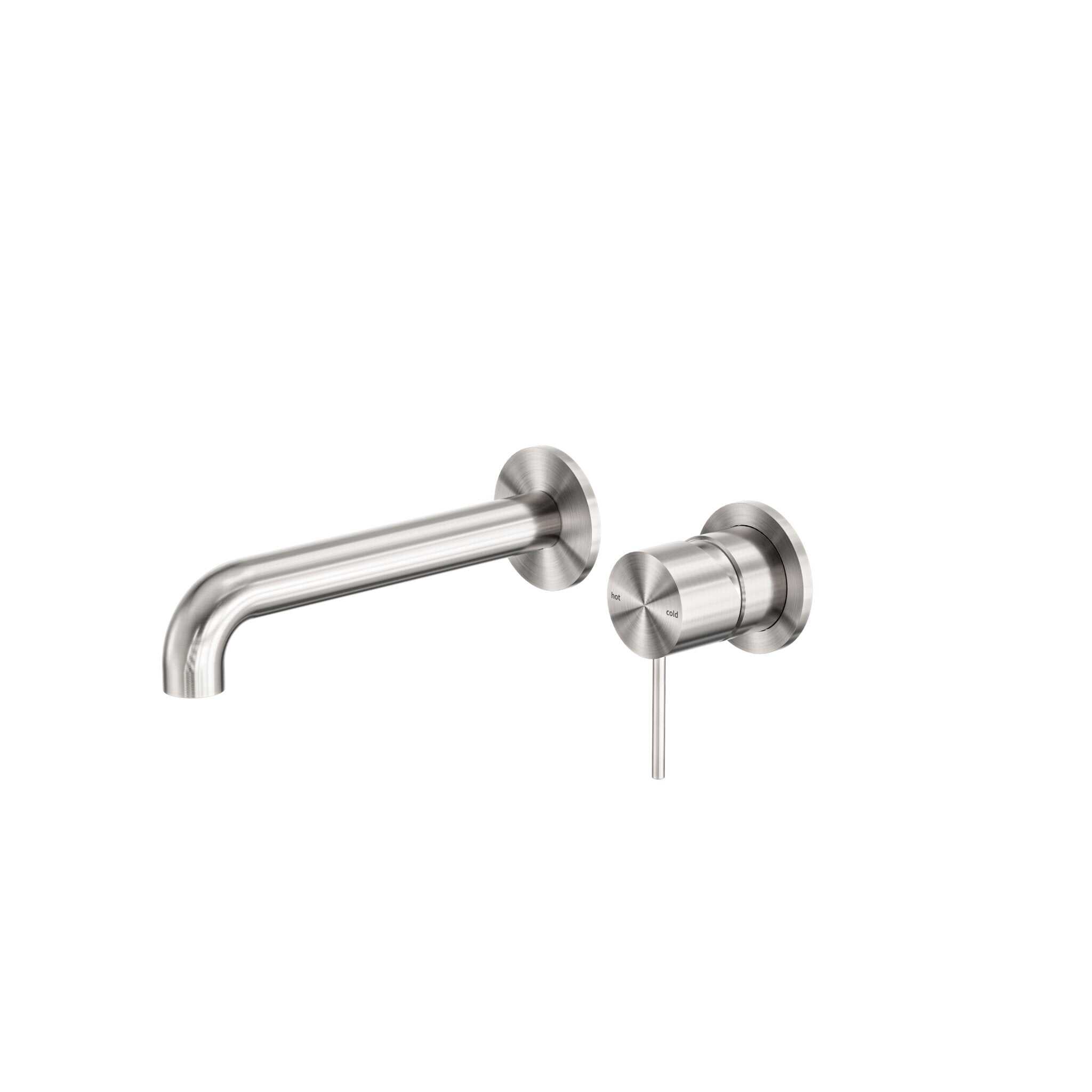 NERO MECCA WALL BASIN/BATH MIXER SEPARETE BACK PLATE 185MM BRUSHED NICKEL