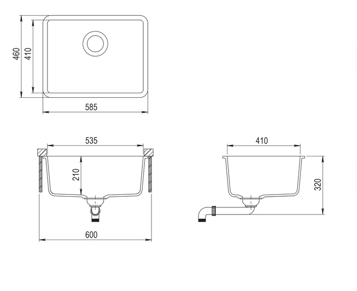 Milano Granite 585mm Sink Made In Europe