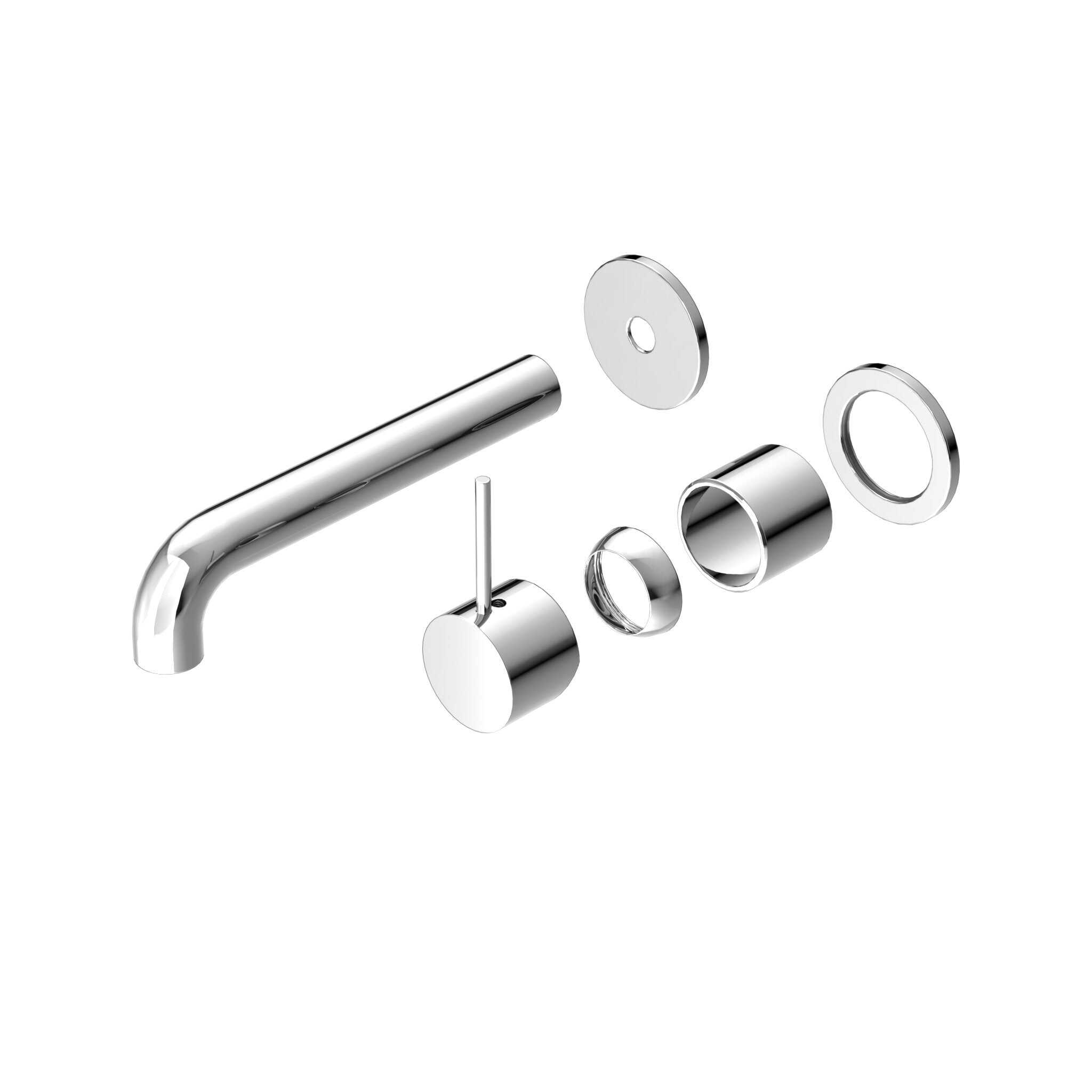 NERO MECCA WALL BASIN/BATH MIXER SEPARETE BACK PLATE HANDLE UP 185MM TRIM KITS ONLY CHROME