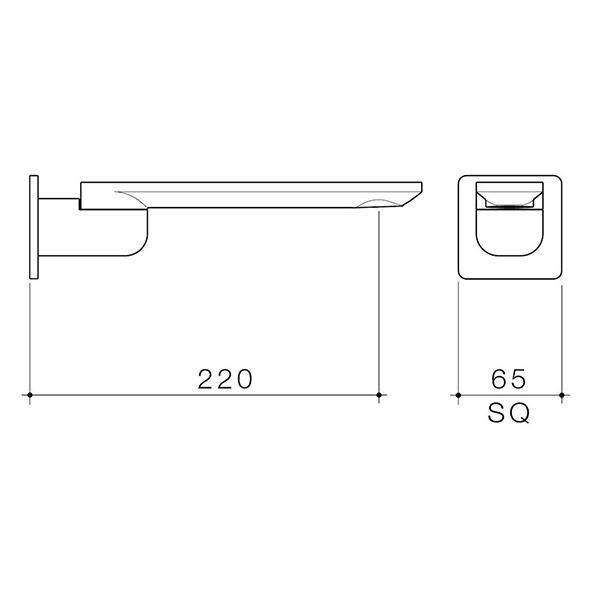 Caroma Urbane II 220mm Bath Swivel Outlet-Square Cover Plate