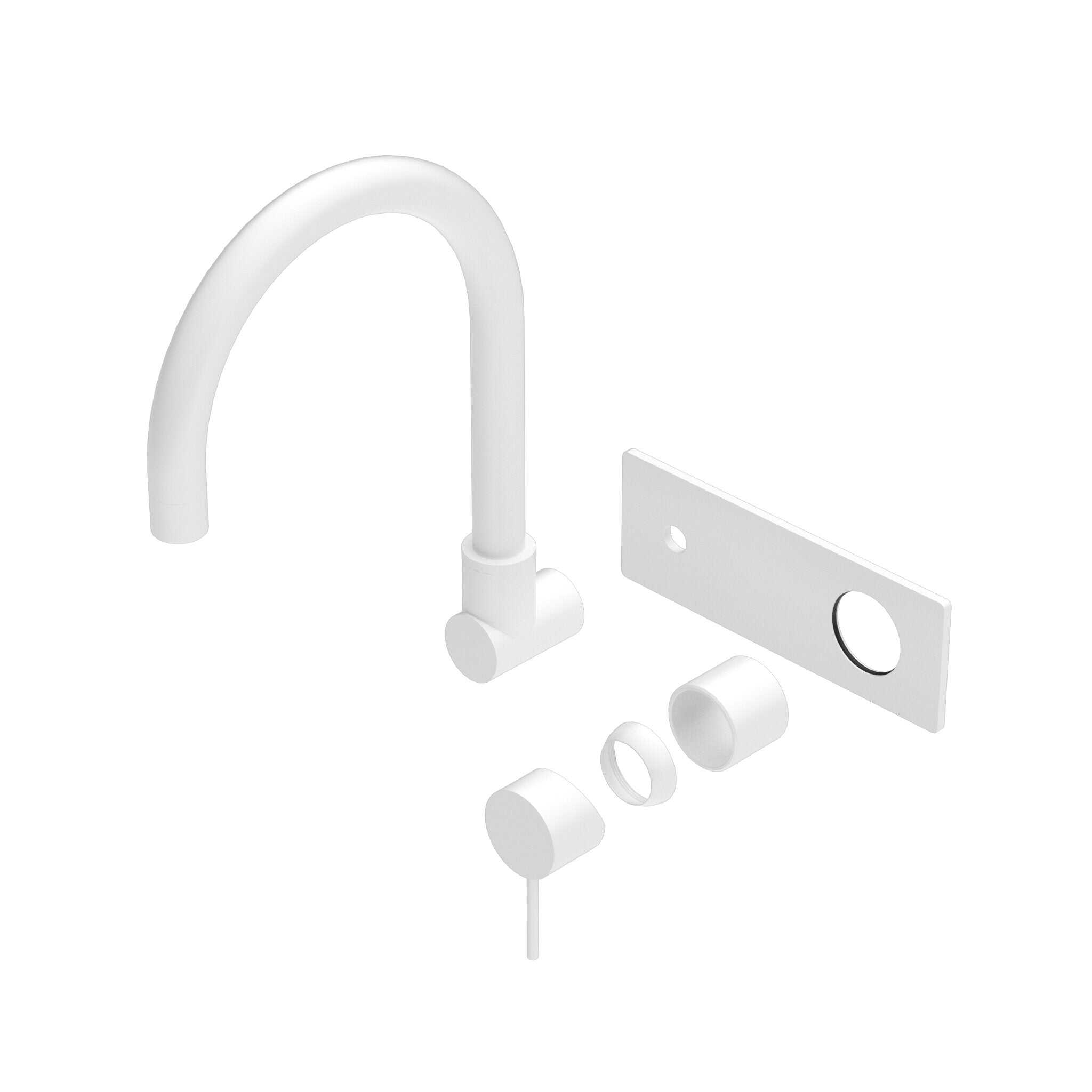 NERO MECCA WALL BASIN/BATH MIXER SWIVEL SPOUT TRIM KITS ONLY MATTE WHITE