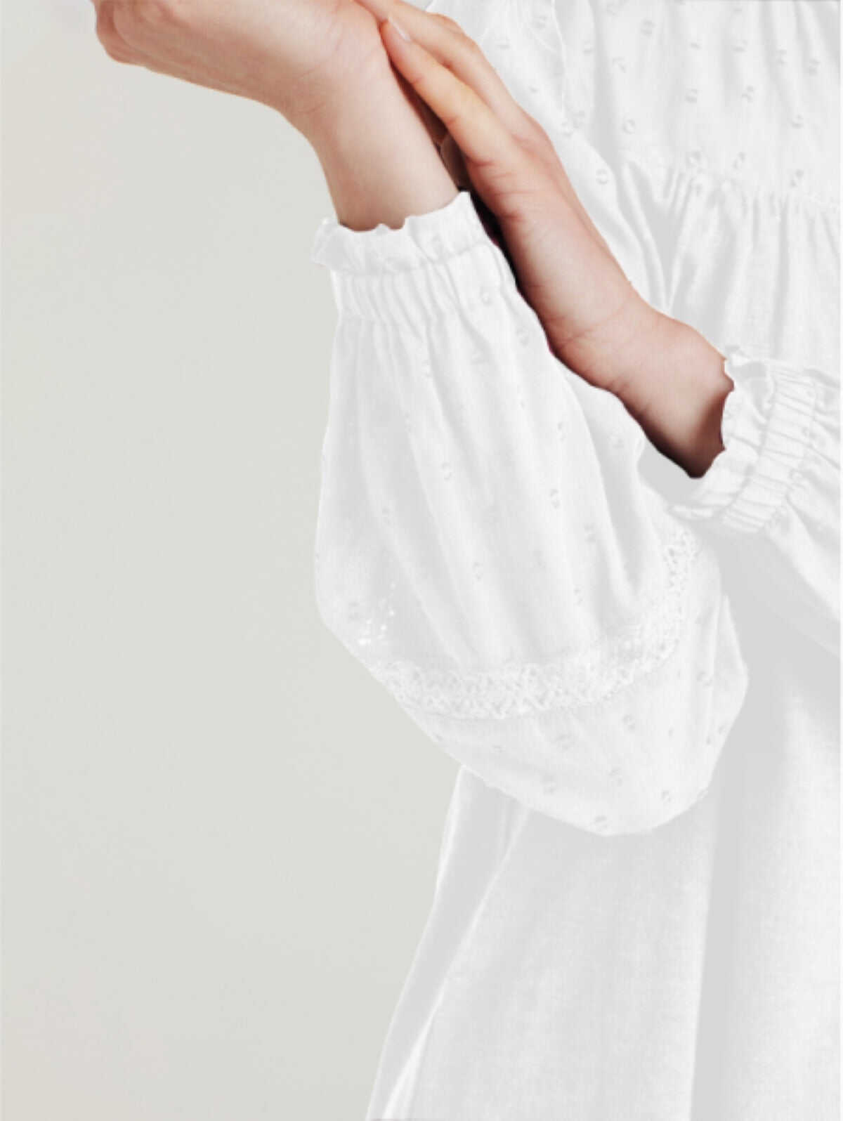 High Frill Neck Jersey Top  - White