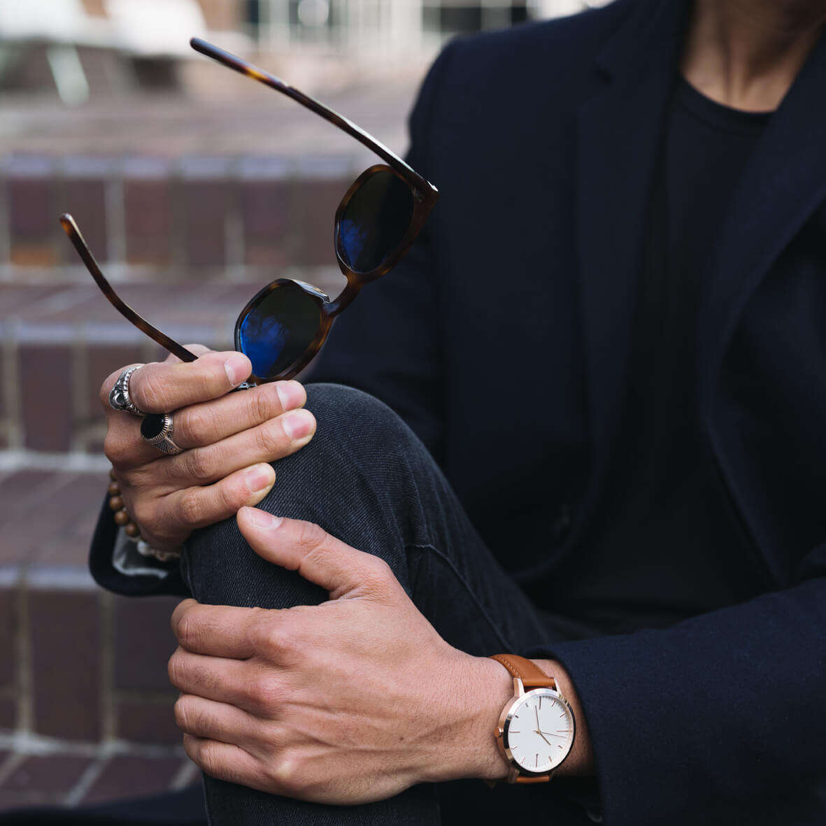 Rose Gold & Tan Watch