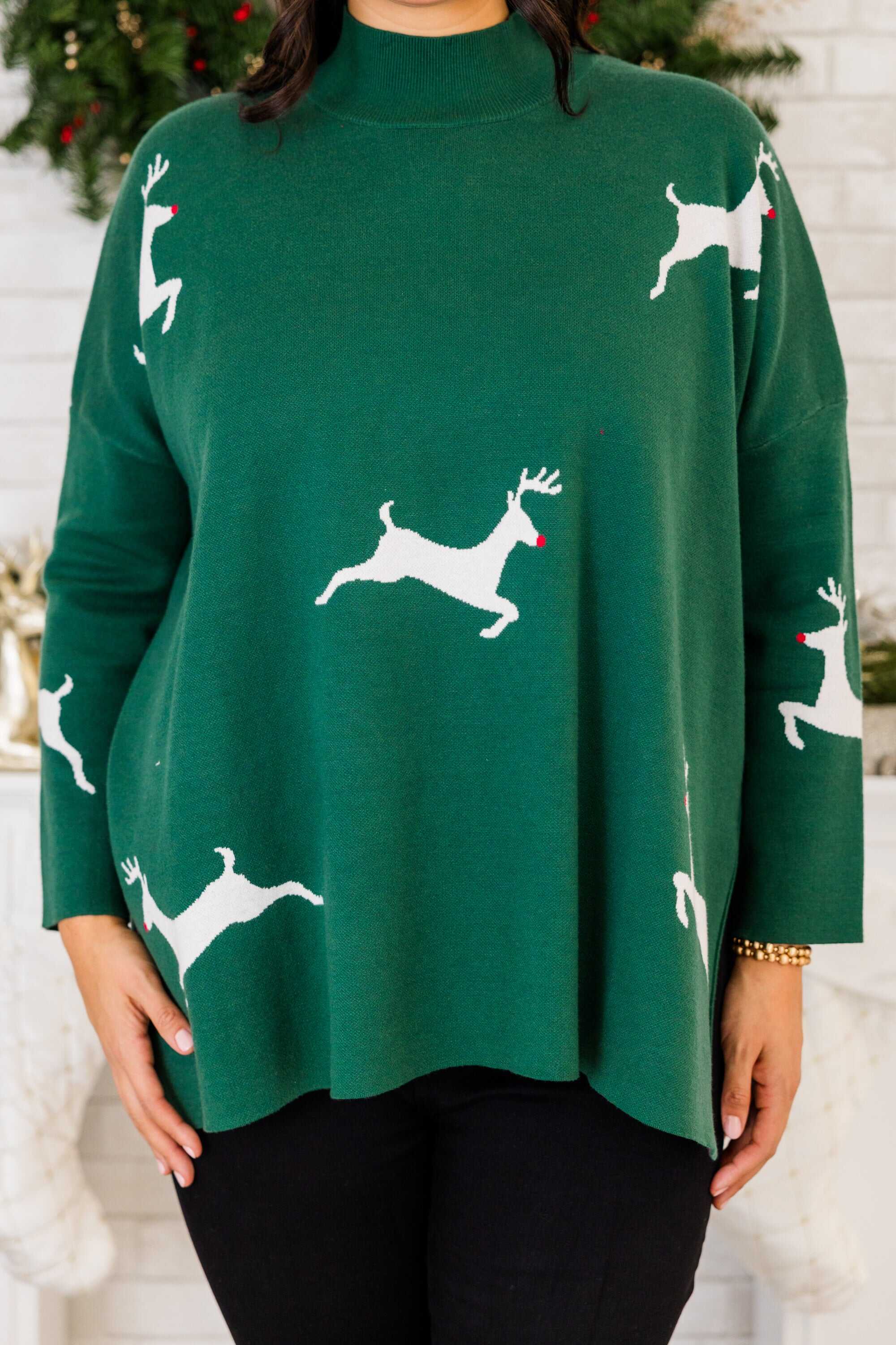 Everything And More Sweater, Green Deer