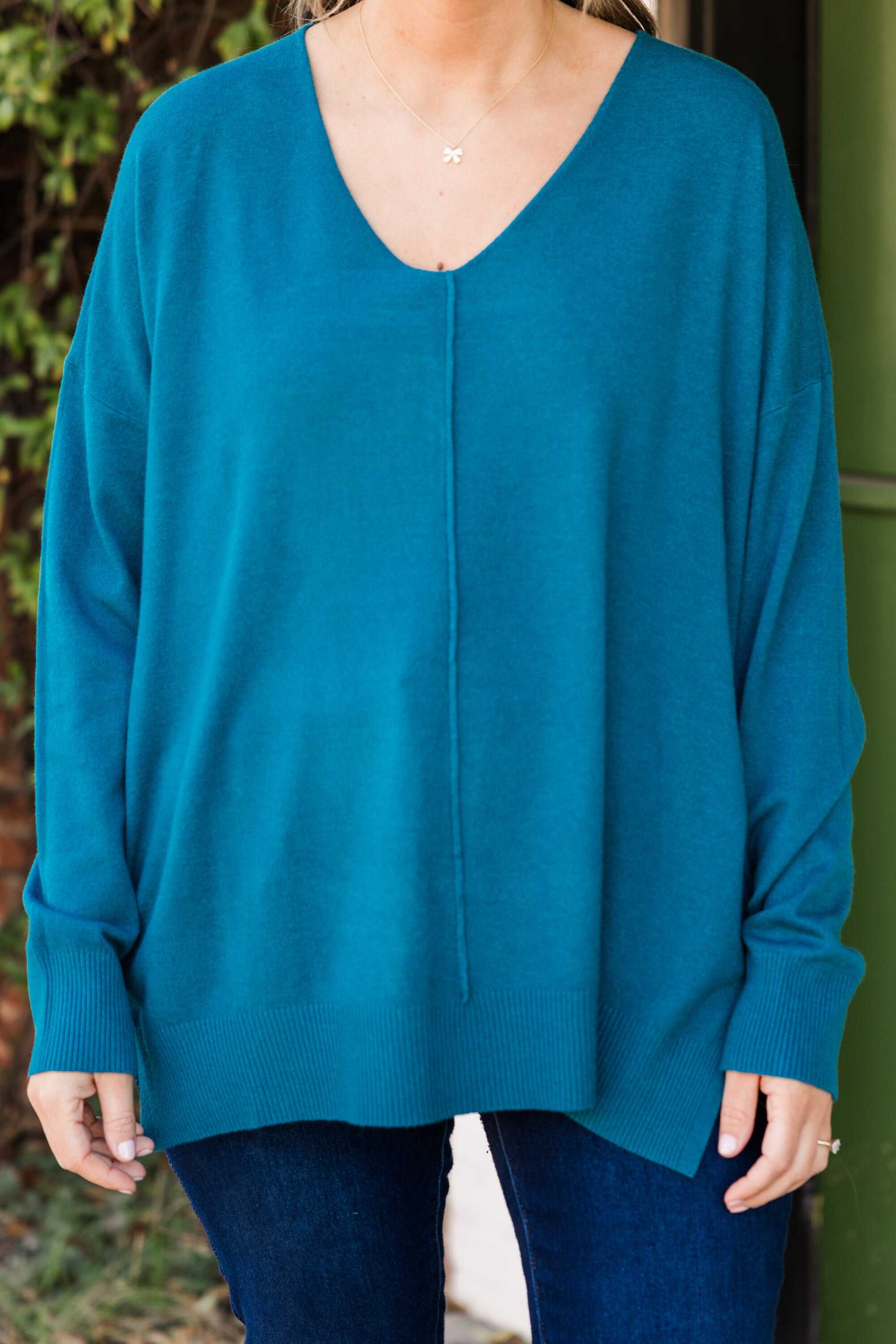 Miss Me Sweater, Heather Ocean Teal