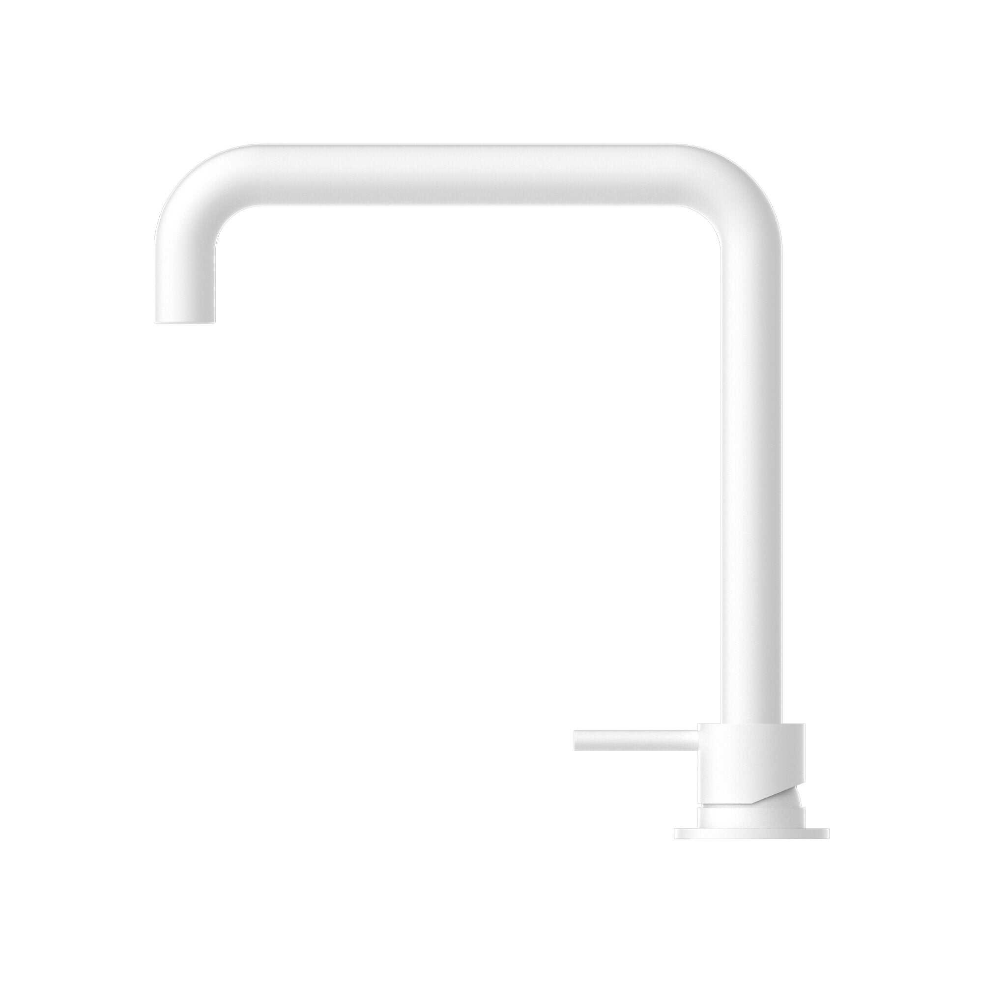 NERO MECCA HOB BASIN MIXER SQUARE SWIVEL SPOUT MATTE WHITE