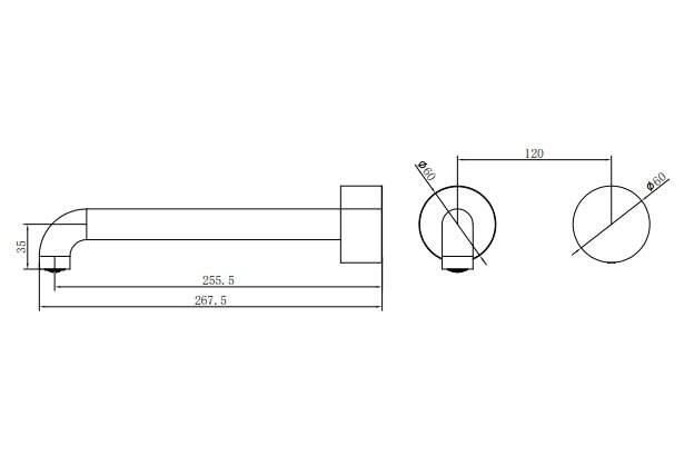 NERO KARA PROGRESSIVE WALL BASIN/BATH SET 260MM CHROME