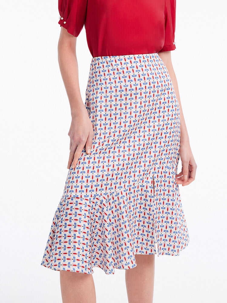 Ruffle Hem Midi Skirt